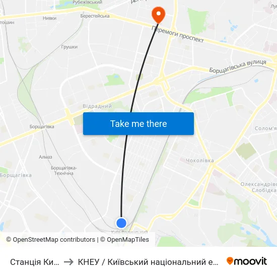 Станція Київ-Волинський to КНЕУ / Київський національний економічний університет ім. В. Гетьмана map