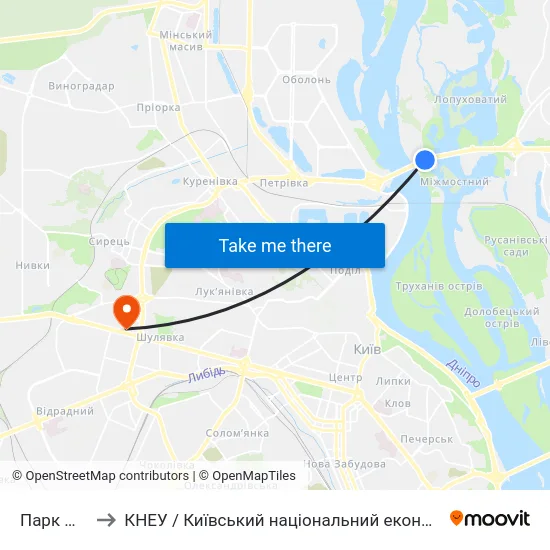 Парк Муромець to КНЕУ / Київський національний економічний університет ім. В. Гетьмана map