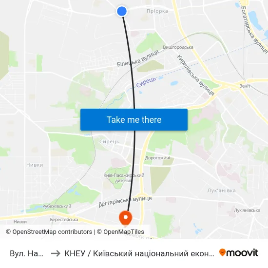 Вул. Наталії Ужвій to КНЕУ / Київський національний економічний університет ім. В. Гетьмана map