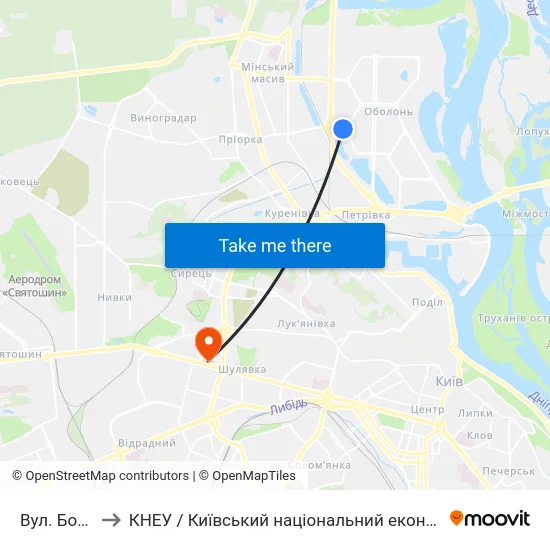 Вул. Богатирська to КНЕУ / Київський національний економічний університет ім. В. Гетьмана map