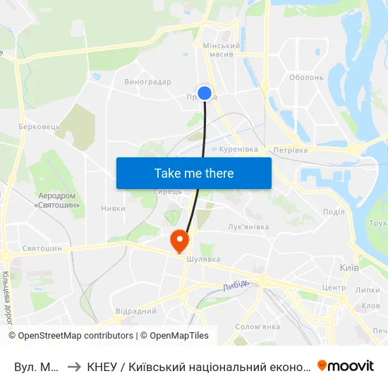 Вул. Макіївська to КНЕУ / Київський національний економічний університет ім. В. Гетьмана map