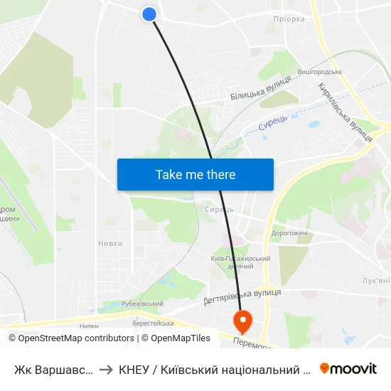 Жк Варшавський Мікрорайон to КНЕУ / Київський національний економічний університет ім. В. Гетьмана map