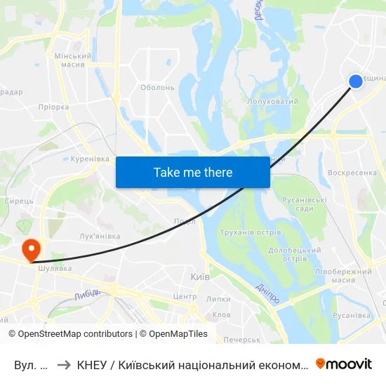 Вул. Беретті to КНЕУ / Київський національний економічний університет ім. В. Гетьмана map