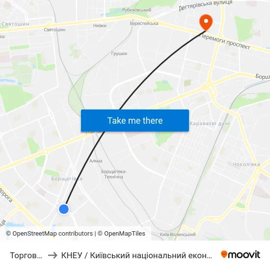 Торговий Центр to КНЕУ / Київський національний економічний університет ім. В. Гетьмана map