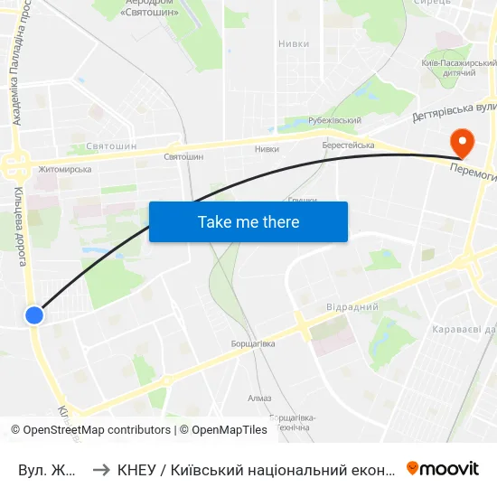 Вул. Жмеринська to КНЕУ / Київський національний економічний університет ім. В. Гетьмана map
