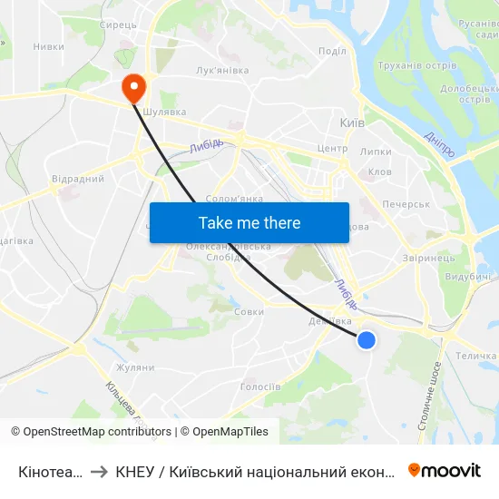 Кінотеатр Салют to КНЕУ / Київський національний економічний університет ім. В. Гетьмана map