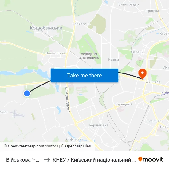 Військова Частина (На Вимогу) to КНЕУ / Київський національний економічний університет ім. В. Гетьмана map