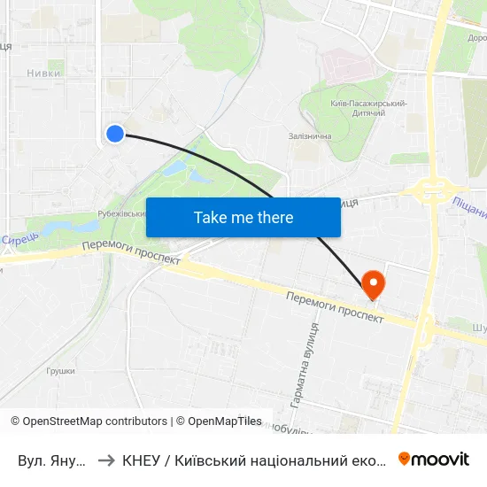Вул. Януша Корчака to КНЕУ / Київський національний економічний університет ім. В. Гетьмана map