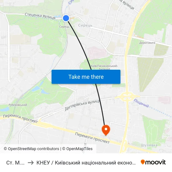 Ст. М. Сирець to КНЕУ / Київський національний економічний університет ім. В. Гетьмана map
