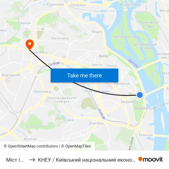 Міст Ім. Патона to КНЕУ / Київський національний економічний університет ім. В. Гетьмана map