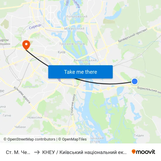 Ст. М. Червоний Хутір to КНЕУ / Київський національний економічний університет ім. В. Гетьмана map