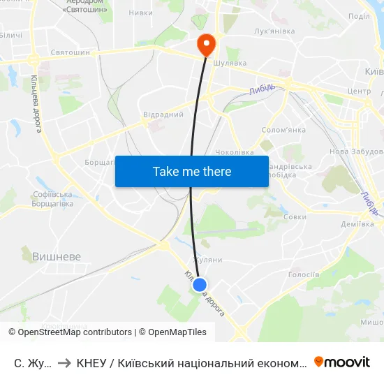 С. Жуляни-1 to КНЕУ / Київський національний економічний університет ім. В. Гетьмана map