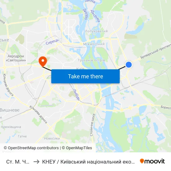 Ст. М. Чернігівська to КНЕУ / Київський національний економічний університет ім. В. Гетьмана map
