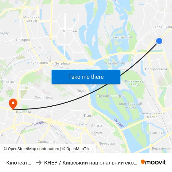 Кінотеатр Флоренція to КНЕУ / Київський національний економічний університет ім. В. Гетьмана map