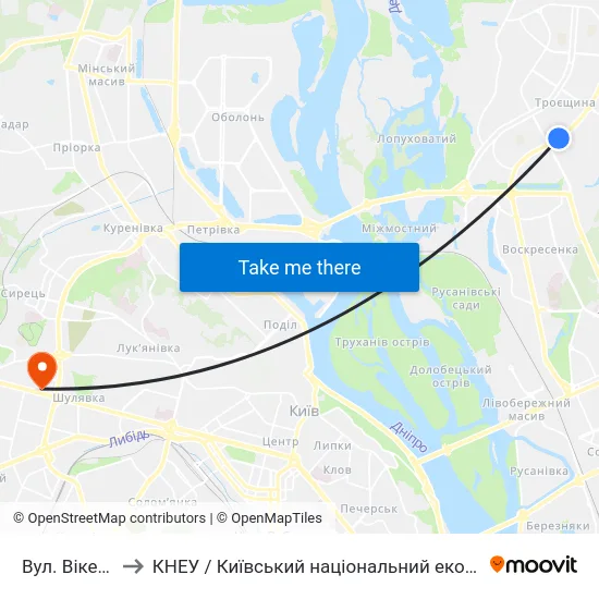Вул. Вікентія Беретті to КНЕУ / Київський національний економічний університет ім. В. Гетьмана map