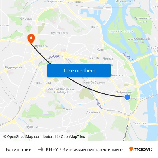 Ботанічний Сад Ім. Гришка to КНЕУ / Київський національний економічний університет ім. В. Гетьмана map