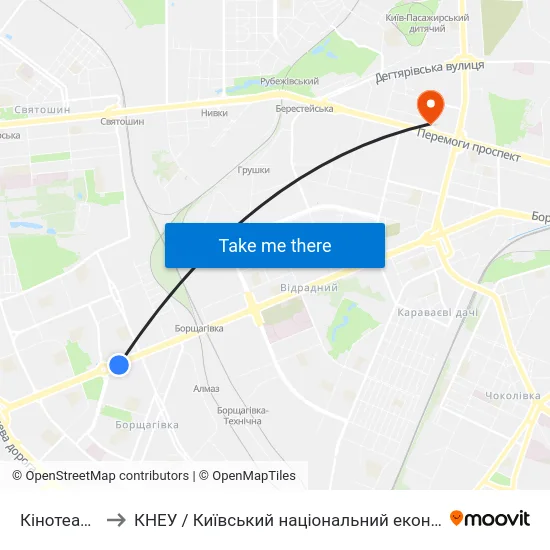 Кінотеатр Лейпциг to КНЕУ / Київський національний економічний університет ім. В. Гетьмана map