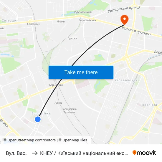 Вул. Василя Кучера to КНЕУ / Київський національний економічний університет ім. В. Гетьмана map