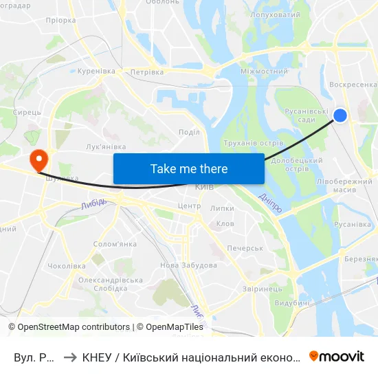 Вул. Райдужна to КНЕУ / Київський національний економічний університет ім. В. Гетьмана map