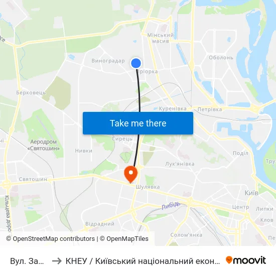 Вул. Западинська to КНЕУ / Київський національний економічний університет ім. В. Гетьмана map