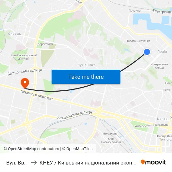 Вул. Введенська to КНЕУ / Київський національний економічний університет ім. В. Гетьмана map
