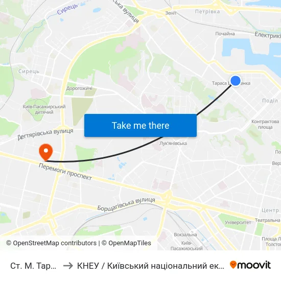 Ст. М. Тараса Шевченка to КНЕУ / Київський національний економічний університет ім. В. Гетьмана map