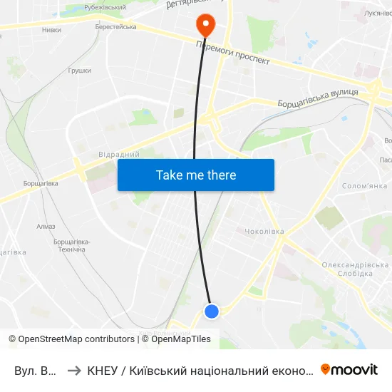 Вул. Волинська to КНЕУ / Київський національний економічний університет ім. В. Гетьмана map