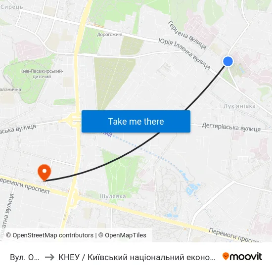 Вул. Овруцька to КНЕУ / Київський національний економічний університет ім. В. Гетьмана map