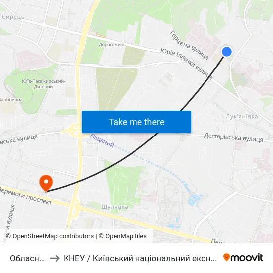 Обласна Лікарня to КНЕУ / Київський національний економічний університет ім. В. Гетьмана map