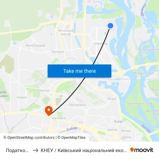 Податкова Інспекція to КНЕУ / Київський національний економічний університет ім. В. Гетьмана map