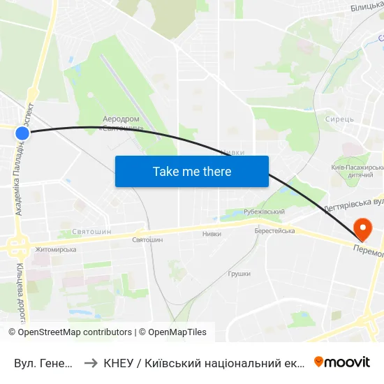 Вул. Генерала Наумова to КНЕУ / Київський національний економічний університет ім. В. Гетьмана map