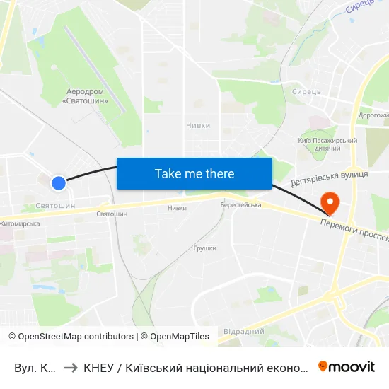 Вул. Краснова to КНЕУ / Київський національний економічний університет ім. В. Гетьмана map