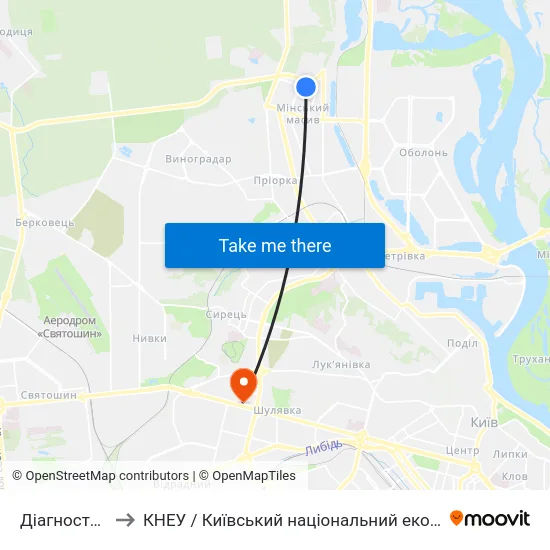 Діагностичний Центр to КНЕУ / Київський національний економічний університет ім. В. Гетьмана map