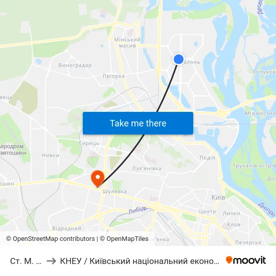 Ст. М. Мінська to КНЕУ / Київський національний економічний університет ім. В. Гетьмана map