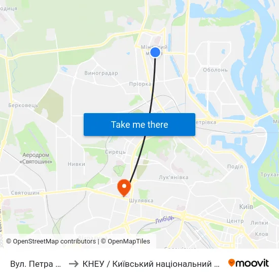 Вул. Петра Калнишевського to КНЕУ / Київський національний економічний університет ім. В. Гетьмана map