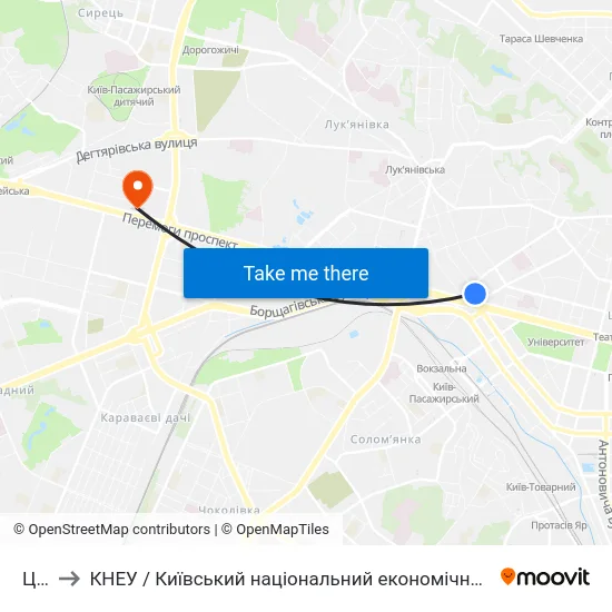Цирк to КНЕУ / Київський національний економічний університет ім. В. Гетьмана map