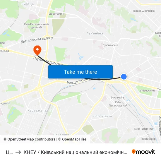 Цирк to КНЕУ / Київський національний економічний університет ім. В. Гетьмана map