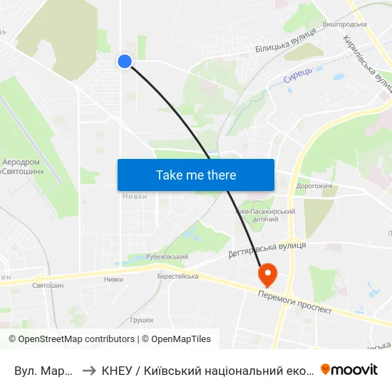 Вул. Маршала Гречка to КНЕУ / Київський національний економічний університет ім. В. Гетьмана map