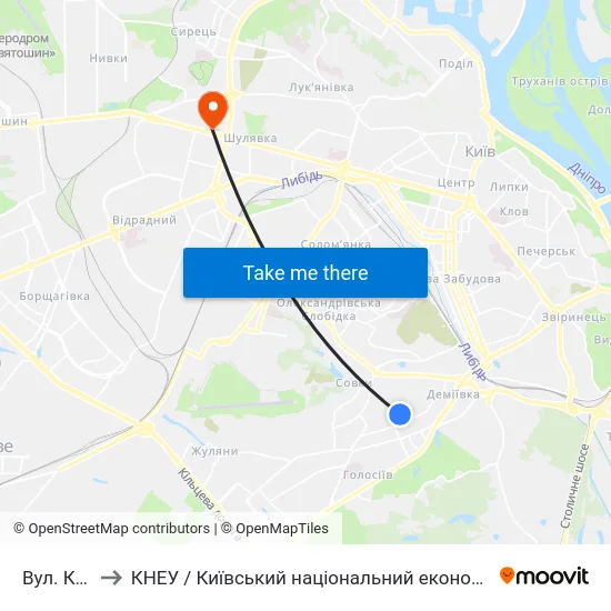 Вул. Козацька to КНЕУ / Київський національний економічний університет ім. В. Гетьмана map