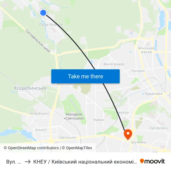 Вул. Лісова to КНЕУ / Київський національний економічний університет ім. В. Гетьмана map