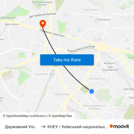 Державний Університет Телекомунікацій to КНЕУ / Київський національний економічний університет ім. В. Гетьмана map