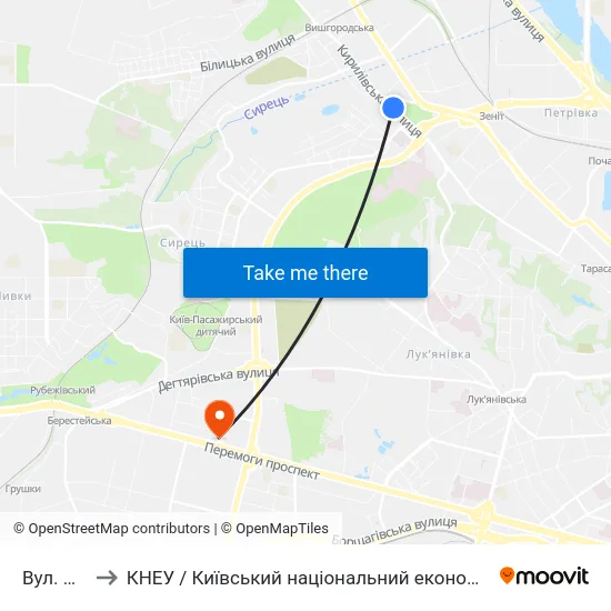 Вул. Рилєєва to КНЕУ / Київський національний економічний університет ім. В. Гетьмана map