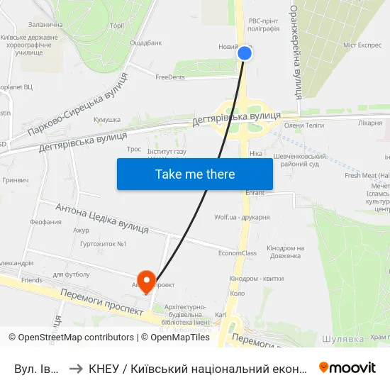 Вул. Івана Гонти to КНЕУ / Київський національний економічний університет ім. В. Гетьмана map