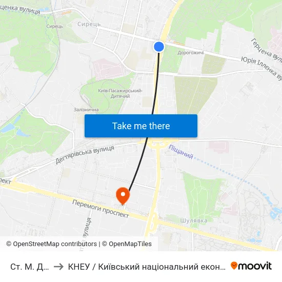 Ст. М. Дорогожичі to КНЕУ / Київський національний економічний університет ім. В. Гетьмана map