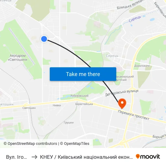 Вул. Ігоря Турчина to КНЕУ / Київський національний економічний університет ім. В. Гетьмана map