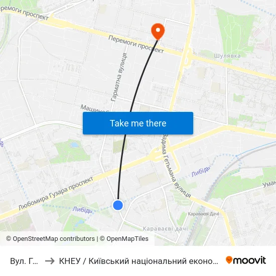 Вул. Гарматна to КНЕУ / Київський національний економічний університет ім. В. Гетьмана map