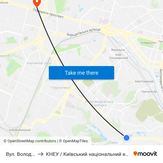 Вул. Володимира Брожка to КНЕУ / Київський національний економічний університет ім. В. Гетьмана map