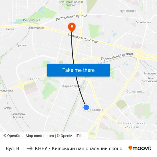 Вул. Волинська to КНЕУ / Київський національний економічний університет ім. В. Гетьмана map