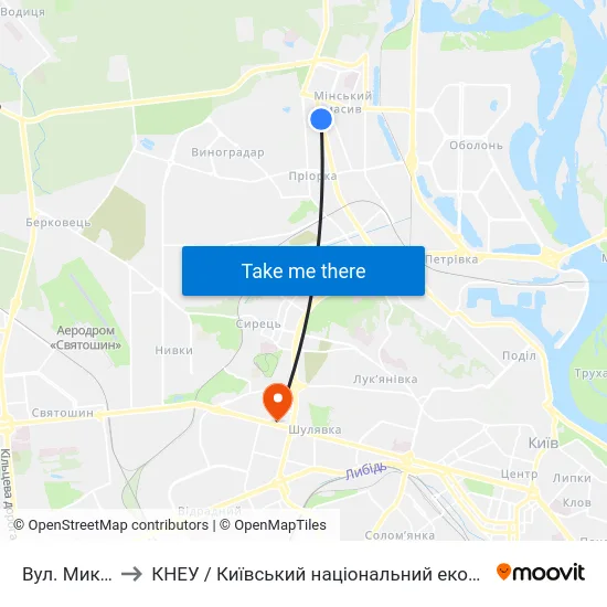 Вул. Миколи Гулака to КНЕУ / Київський національний економічний університет ім. В. Гетьмана map