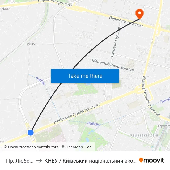 Пр. Любомира Гузара to КНЕУ / Київський національний економічний університет ім. В. Гетьмана map
